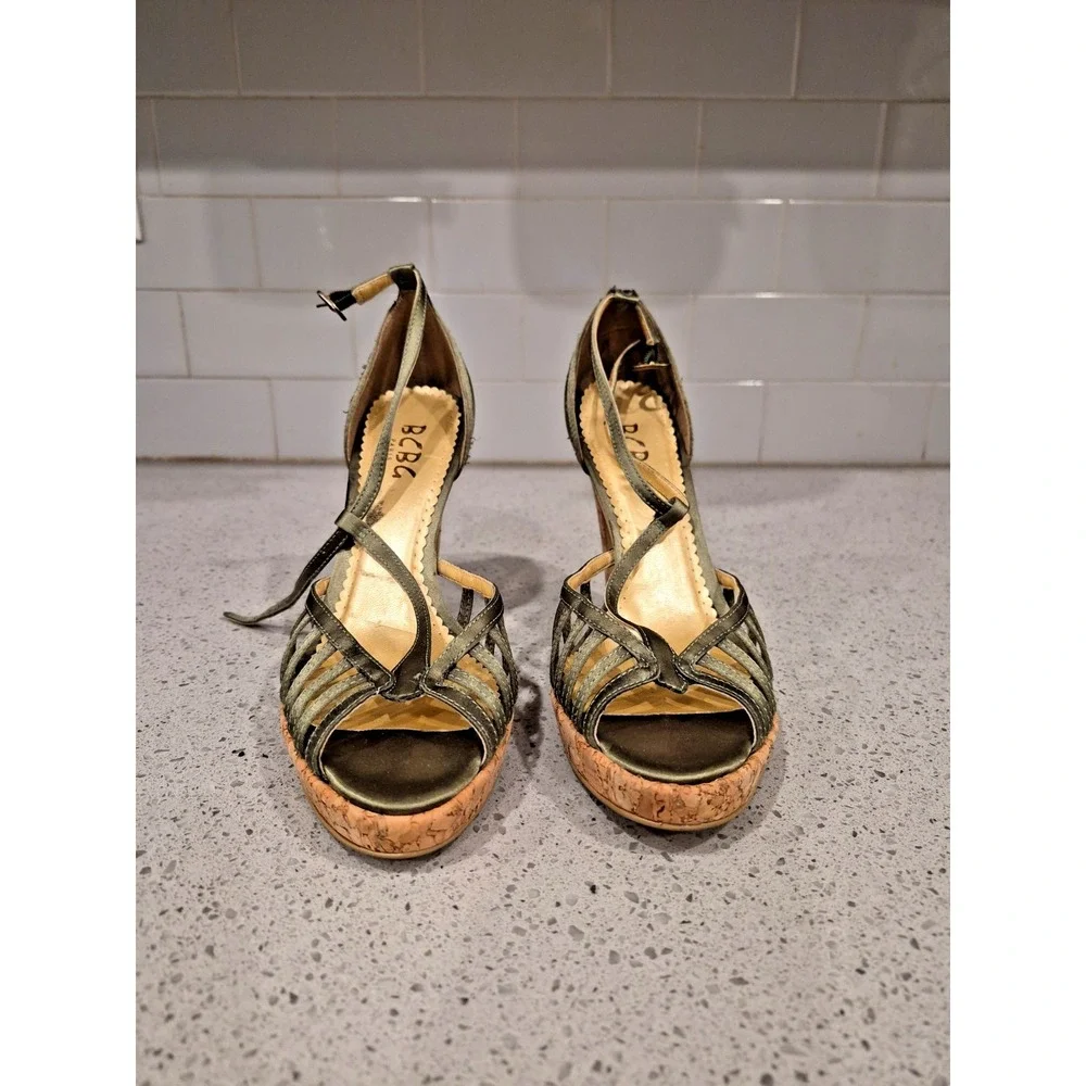 BCBG Green  Wedges Women's Size 7B